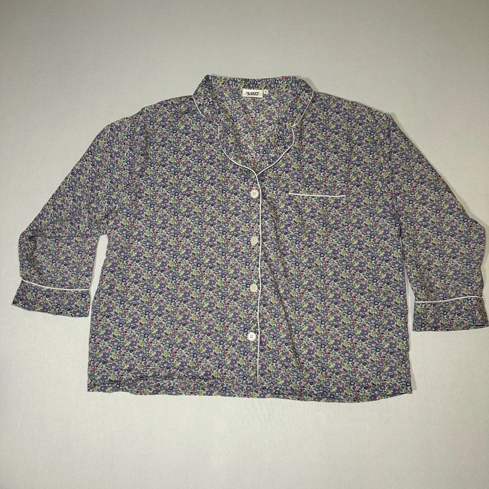 SLEEPY‎ JONES Women Marina Pajama Shirt XL Liberty Floral Print Cotton Purple